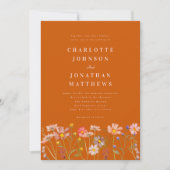 Wildblume Boho Terracotta Burnt Orange Qr Code Einladung (Vorderseite)