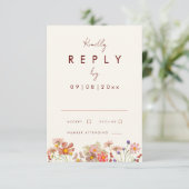 Wildblume Boho Terracotta Hochzeit im Herbst Antwo RSVP Karte (Stehend Vorderseite)
