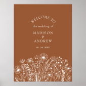 Wildblume Boho Terracotta Wedding Willkommen Poster (Vorne)