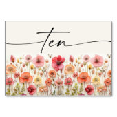 Wildblume Boho Tischkarten Nummer zehn Tischnummer (Vorderseite)