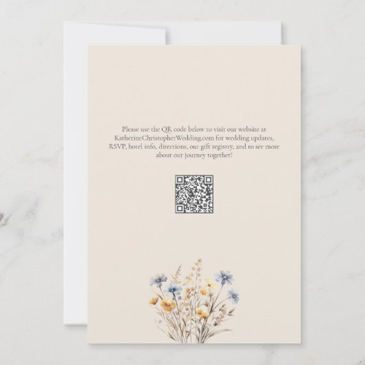 Wildblume BOHO Wasserfarbe Elegante Beige Hochzeit Einladung (Rückseite)
