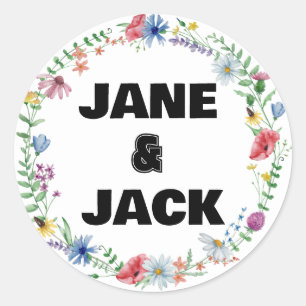 Wildblume Boho Wasserfarbe Runder Aufkleber