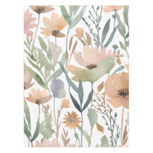 Wildblume Boho Wasserfarben Pastel Blumendekor Tischdecke