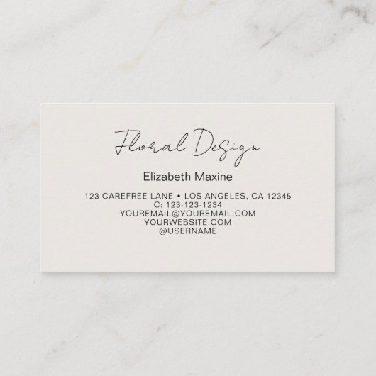 Wildblume Boho Watercolor Visitenkarte (Rückseite)