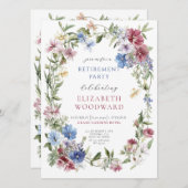 Wildblume Boho Watercolor Wreath Retirement Party Einladung (Vorne/Hinten)