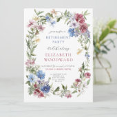 Wildblume Boho Watercolor Wreath Retirement Party Einladung (Stehend Vorderseite)