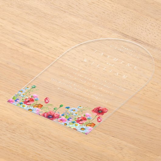 Wildblume Boho Wedding Acryleinladungen (Ablage )