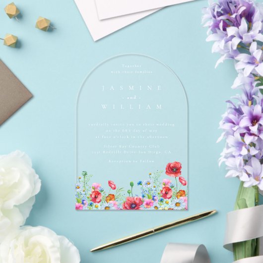 Wildblume Boho Wedding Acryleinladungen (Insitu (Hochzeit))