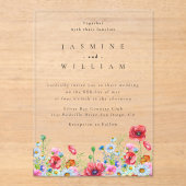 Wildblume Boho Wedding Acryleinladungen (Vorderseite)