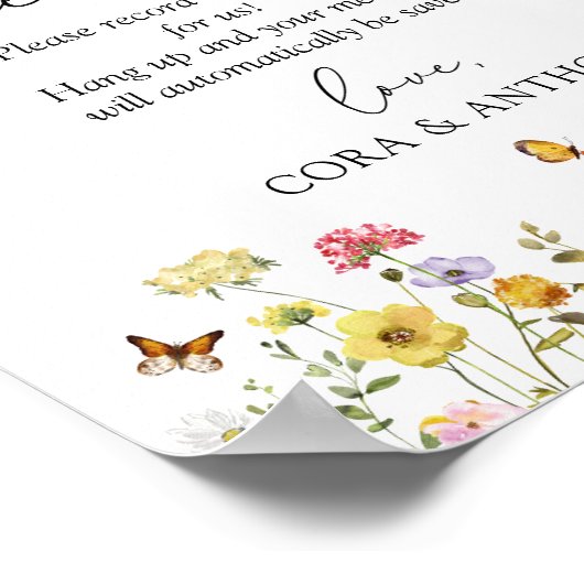 Wildblume Boho Wedding Audio Gästebuchunterschrift Poster (Ecke)