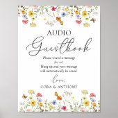 Wildblume Boho Wedding Audio Gästebuchunterschrift Poster (Vorne)