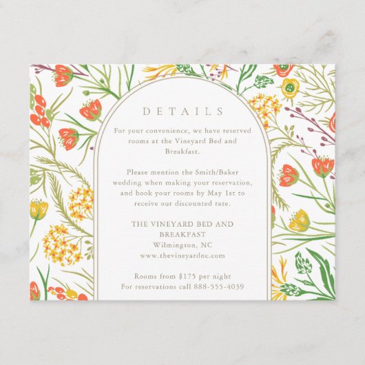 Wildblume Boho Wedding Details Begleitkarte (Vorderseite)