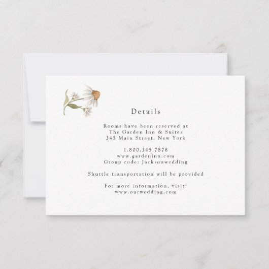 Wildblume Boho Wedding Details Card Einladung (Vorderseite)