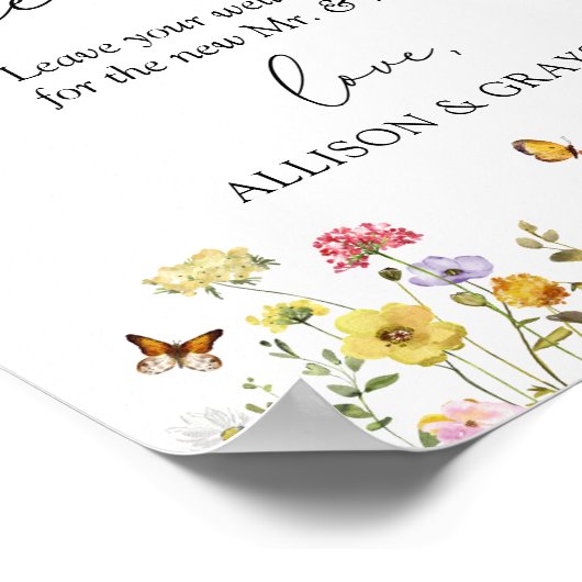 Wildblume Boho Wedding Guestbook Tabletop Untersch Poster (Ecke)