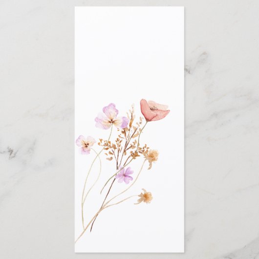 Wildblume Boho Wedding Menu Menükarte (Rückseite)