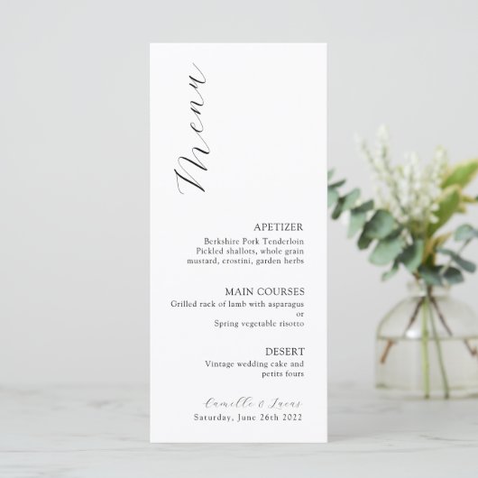 Wildblume Boho Wedding Menu Menükarte (Stehend Vorderseite)