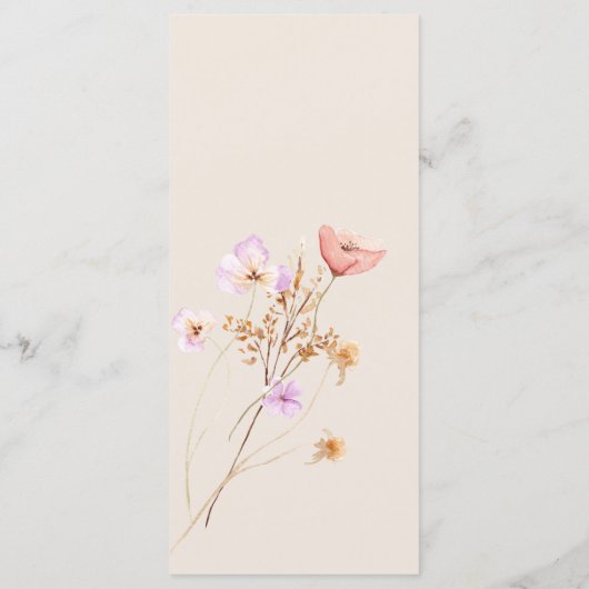 Wildblume Boho Wedding Menu Menükarte (Rückseite)