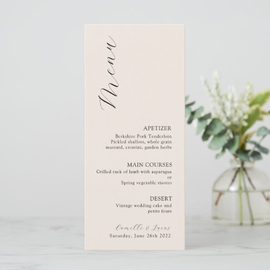 Wildblume Boho Wedding Menu Menükarte (Stehend Vorderseite)