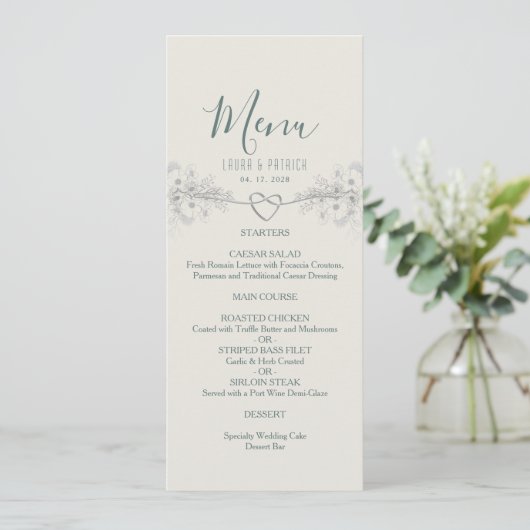 Wildblume Boho Wedding Menu Menükarte (Stehend Vorderseite)