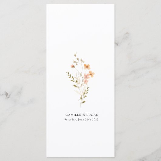 Wildblume Boho Wedding Menu Menükarte (Rückseite)