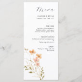 Wildblume Boho Wedding Menu Menükarte (Vorderseite)