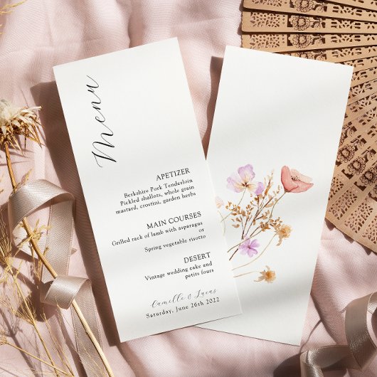 Wildblume Boho Wedding Menu Menükarte