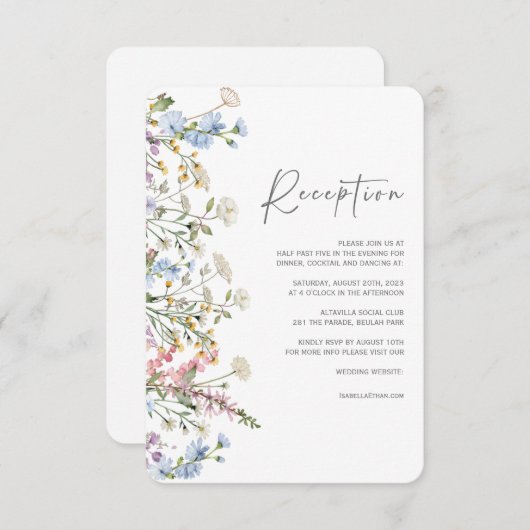 Wildblume Boho Wedding Reception Card Einladung (Vorne/Hinten)