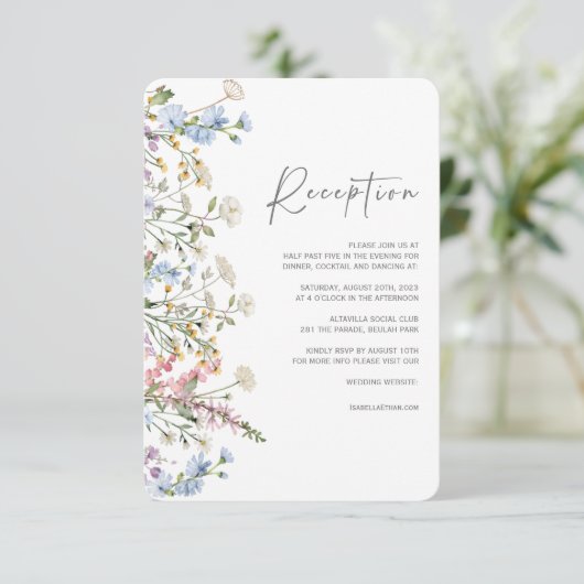 Wildblume Boho Wedding Reception Card Einladung (Stehend Vorderseite)