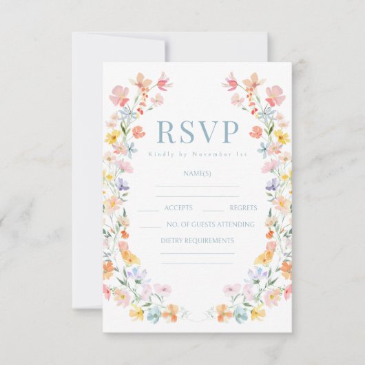 Wildblume Boho Wedding RSVP (Vorderseite)