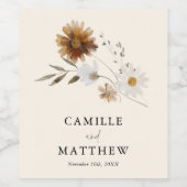 Wildblume Boho Wedding Weinetikett (Einzelnes Label)