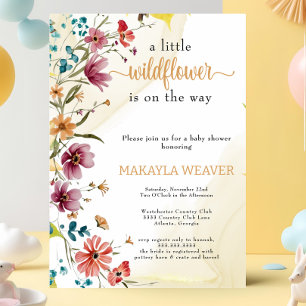 Wildblume Boho Yellow Rustic Floral Baby Dusche Einladung
