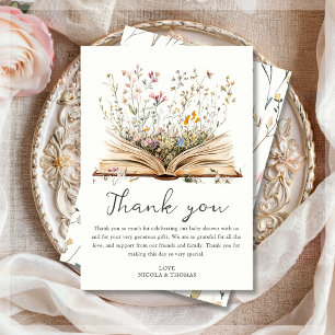 Wildblume Book Theme Baby Shower Dankeskarte