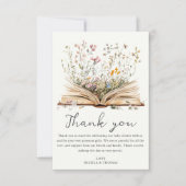 Wildblume | Book Theme Baby Shower Dankeskarte (Vorderseite)