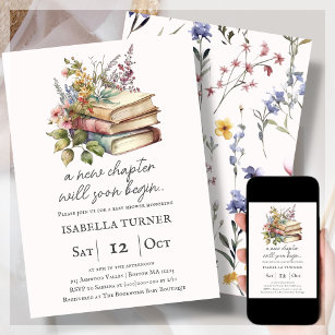 Wildblume   Book Theme Baby Shower Einladung