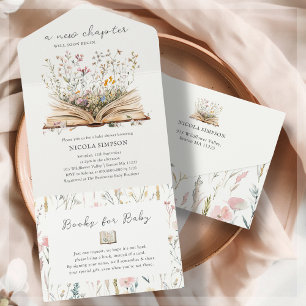 Wildblume   Book Theme Baby Shower Einladung