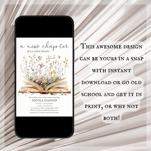 Wildblume | Book Theme Baby Shower Einladung