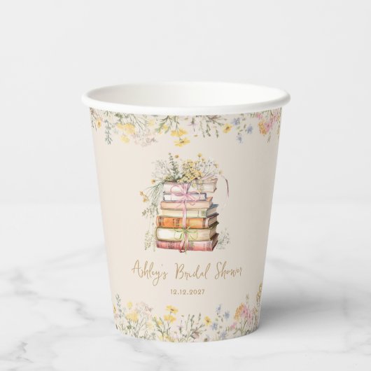 Wildblume Book Theme Brautparty Pappbecher (Rückseite)