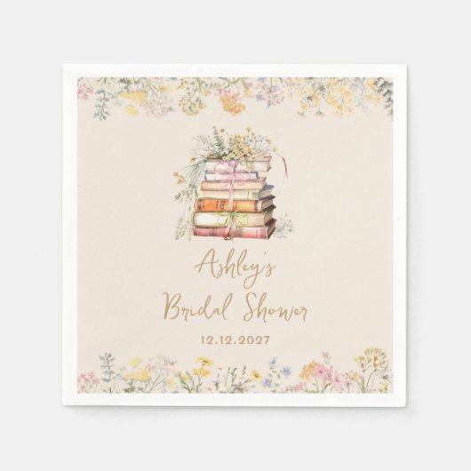 Wildblume Book Theme Brautparty Serviette (Vorderseite)