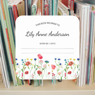 Wildblume Border Baby Dusche Buchzeichen Aufkleber