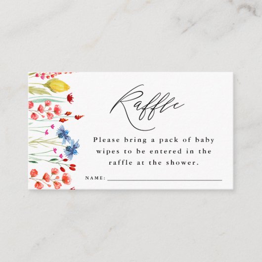 Wildblume Border Baby Shower Raffle Ticket Begleitkarte (Vorderseite)