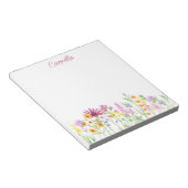 Wildblume Border Hübsch Personalisiert Notepad Notizblock (angewinkelt)
