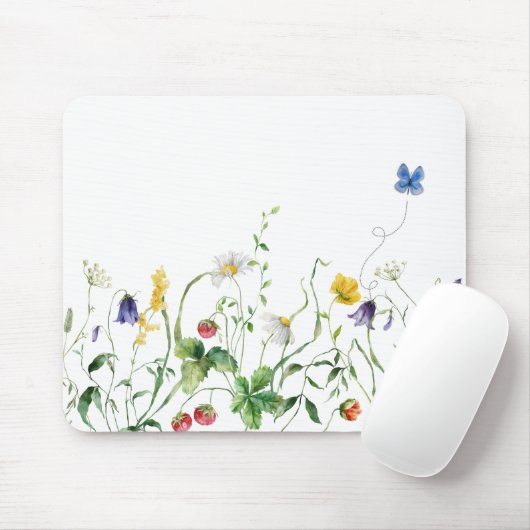 Wildblume Border mit Schmetterling Mousepad (Mit Mouse)