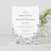 Wildblume Botanic Classic Hochzeit Einladung (Stehend Vorderseite)