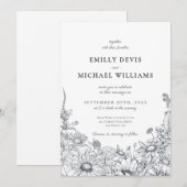 Wildblume Botanic Classic Hochzeit Einladung (Vorne/Hinten)