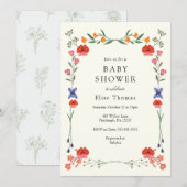 Wildblume Botanic Garden Babydusche Einladung (Vorne/Hinten)