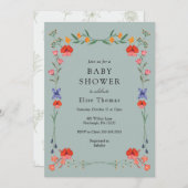 Wildblume Botanic Garden Babydusche Einladung (Vorne/Hinten)