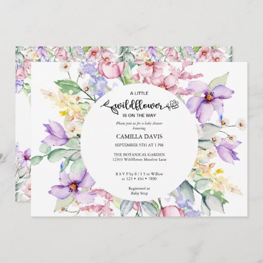 Wildblume | Botanical Baby Shower Inv Einladung (Vorne/Hinten)