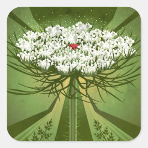 Wildblume Botanicals: Königin Anne's Lace Quadratischer Aufkleber