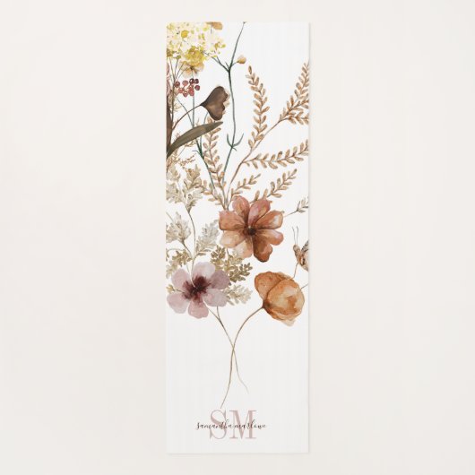 Wildblume Botanisch Mit Monogramm Yogamatte (Rückseite)