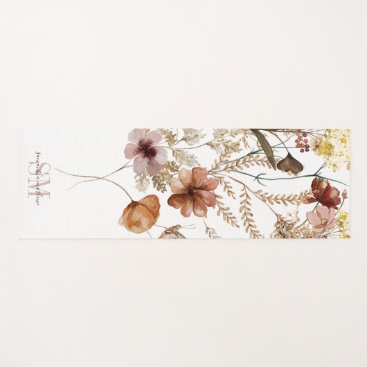 Wildblume Botanisch Mit Monogramm Yogamatte (Vorderseite (Horizontal))